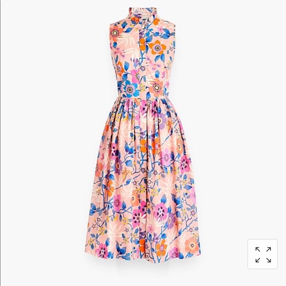 J Crew Sleeveless Ruffle-neck dress midi